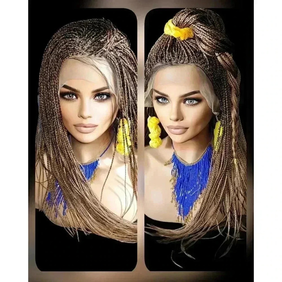 Premium Hand-Braided Wig Full Lace Wig Color #30 micro million braids - Picture 1 of 15